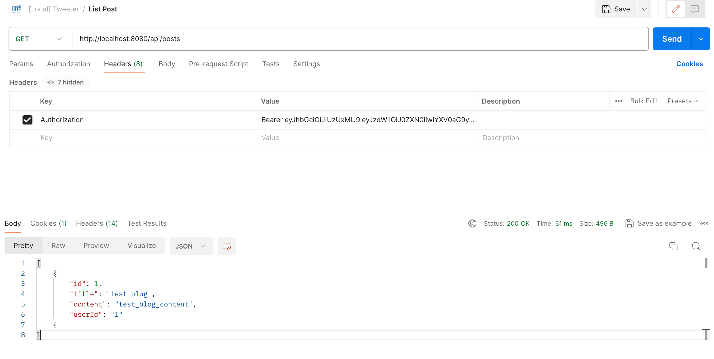 c. Test get list of post via Postman (4)