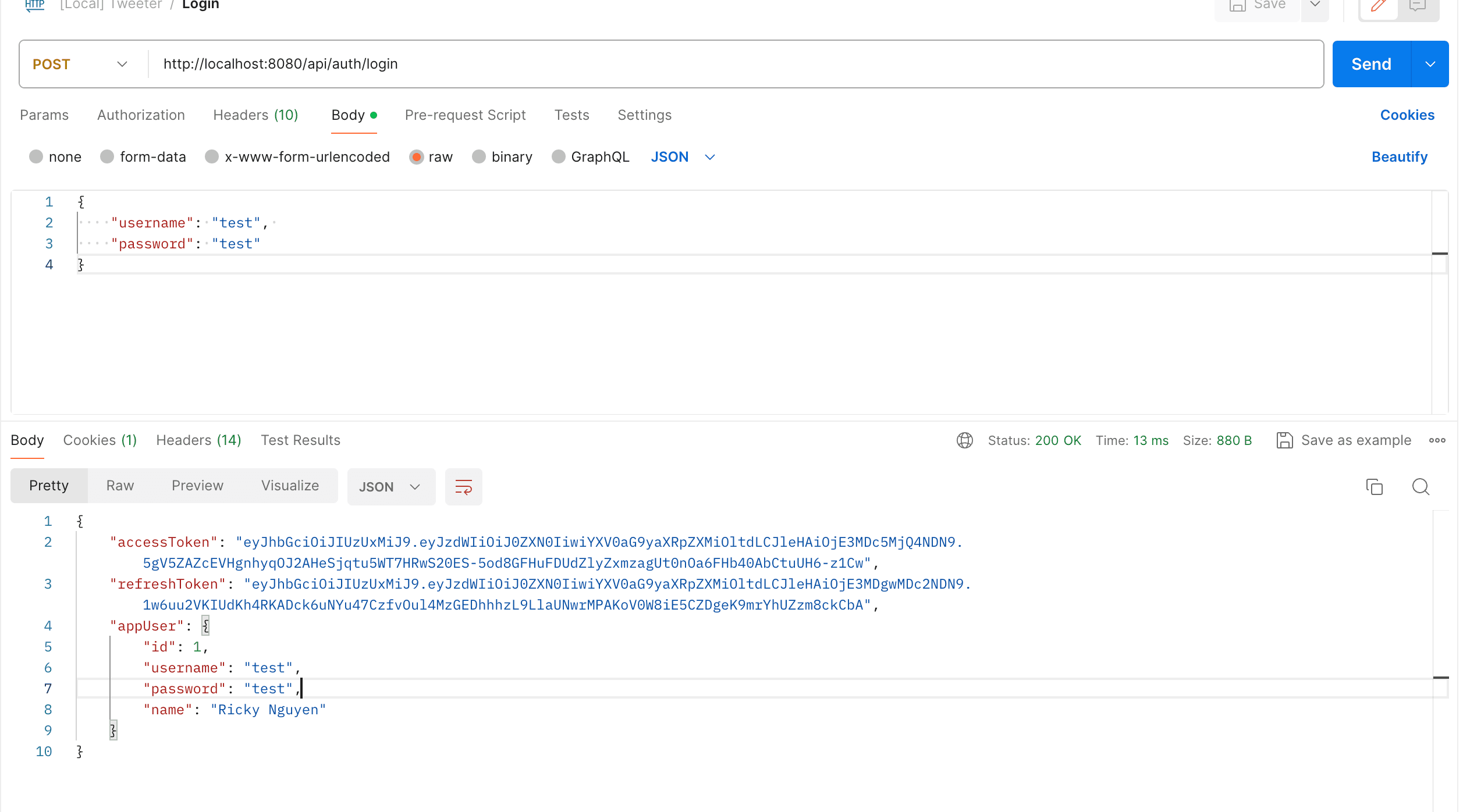 a. Test login via Postman — figure 2